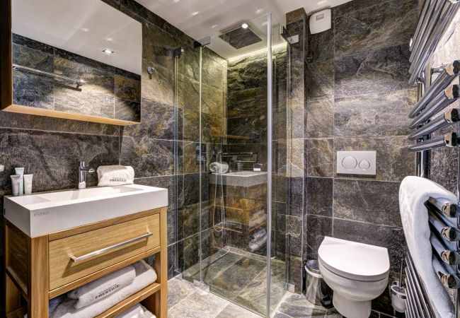 Ensuite shower room to Bedroom 3 Bedroom 3 of Chalet Black Pearl has an ensuite shower room with WC