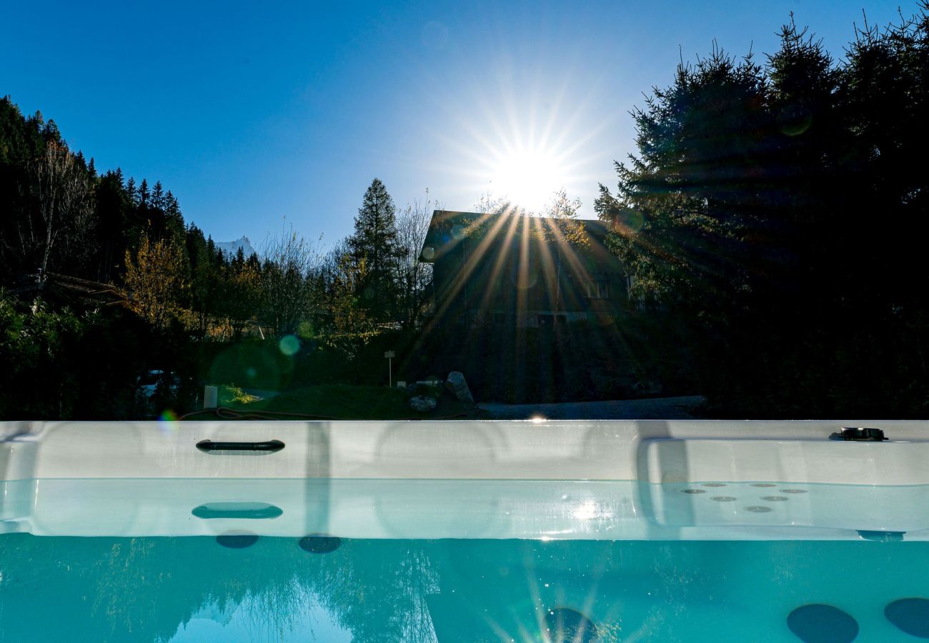 Swim Spa offering option of hot tub or outdoor swimming pool The Swim Spa at Chalet les Côtés du Lavancher offers the  option of a hot tub or outdoor swimming pool.